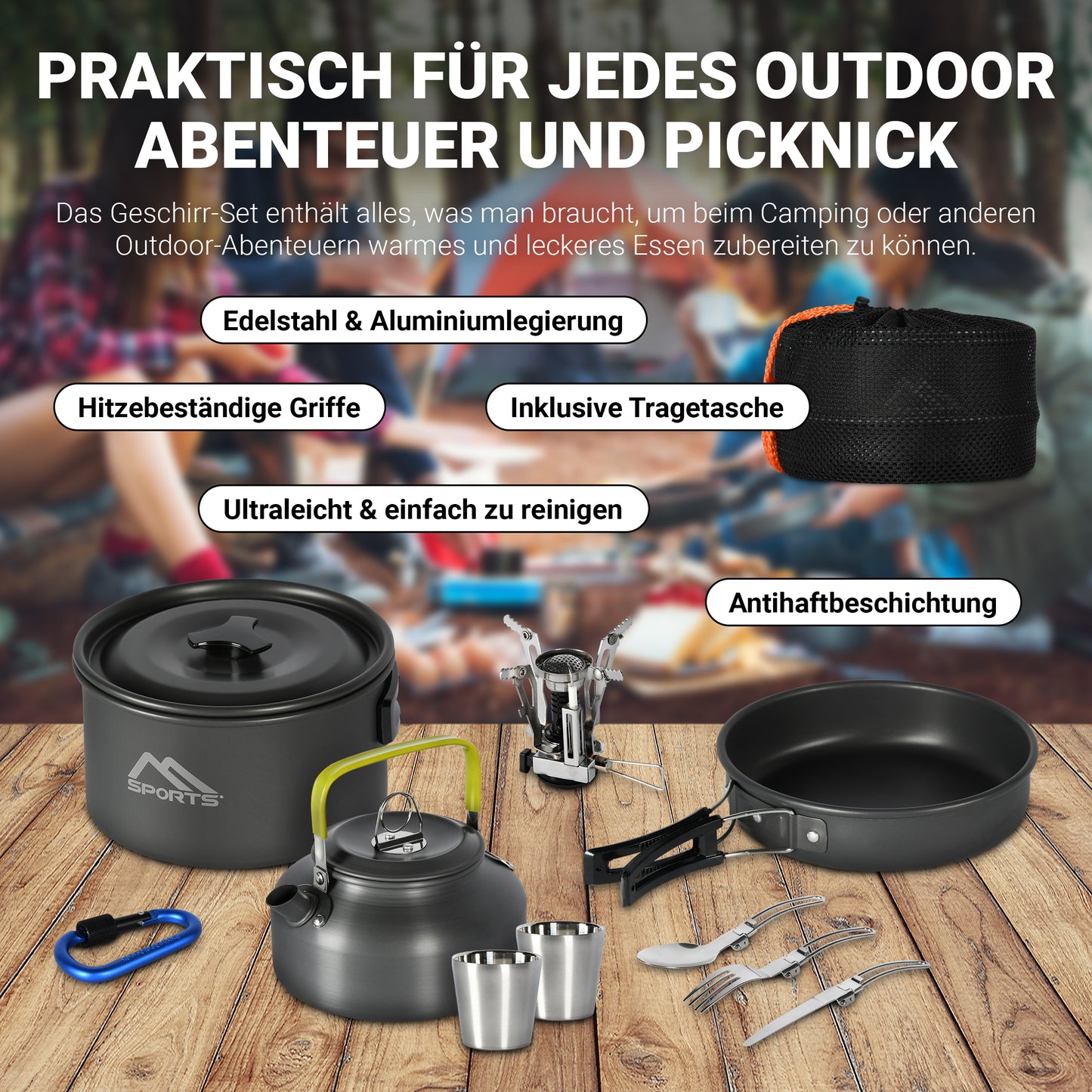 Camping-Set Blau Premium