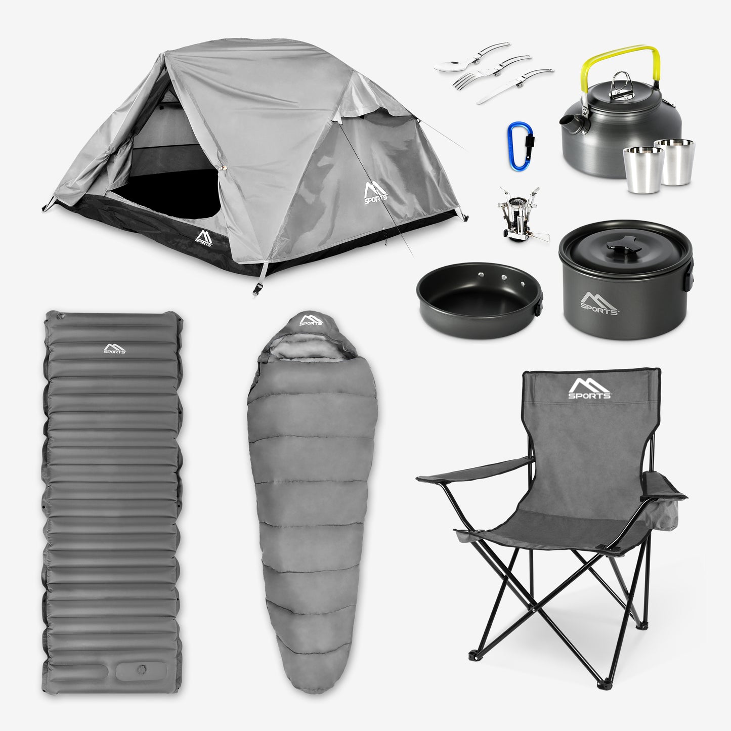 Camping-Set Grau Premium