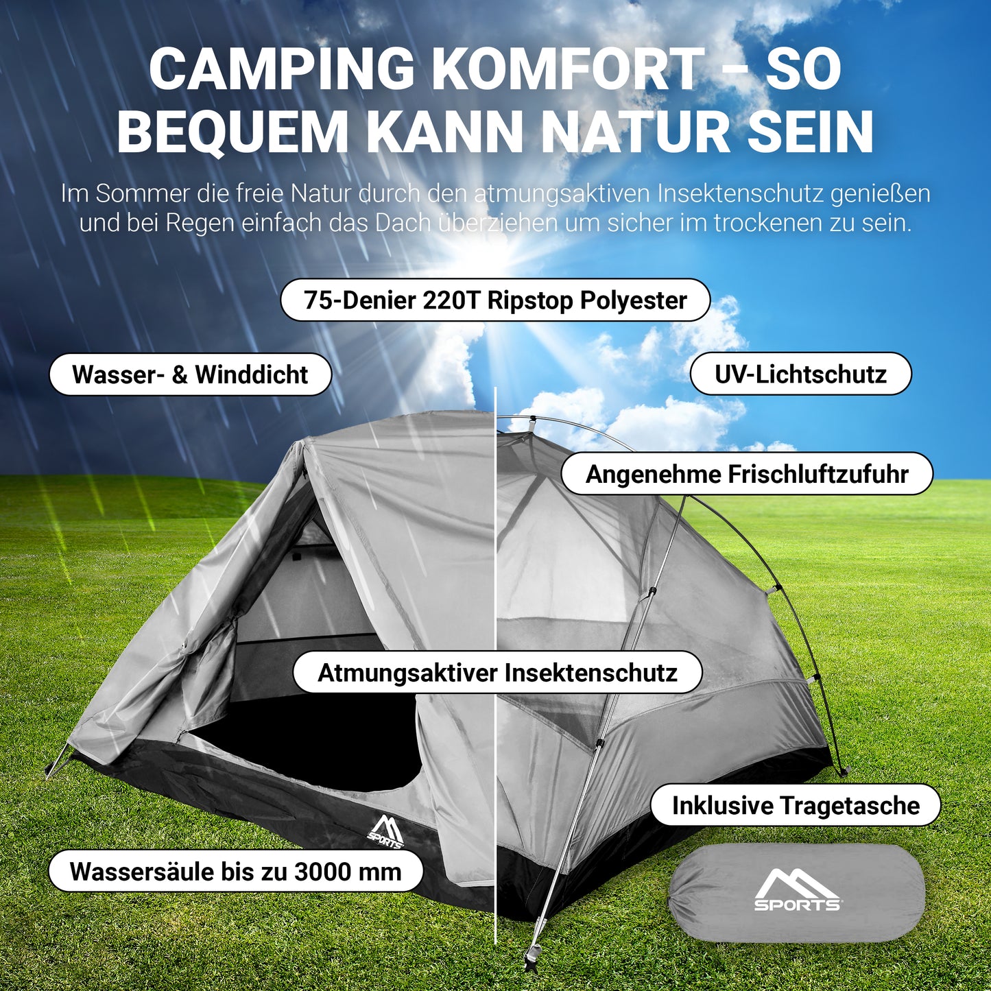 Camping-Set Grau Premium