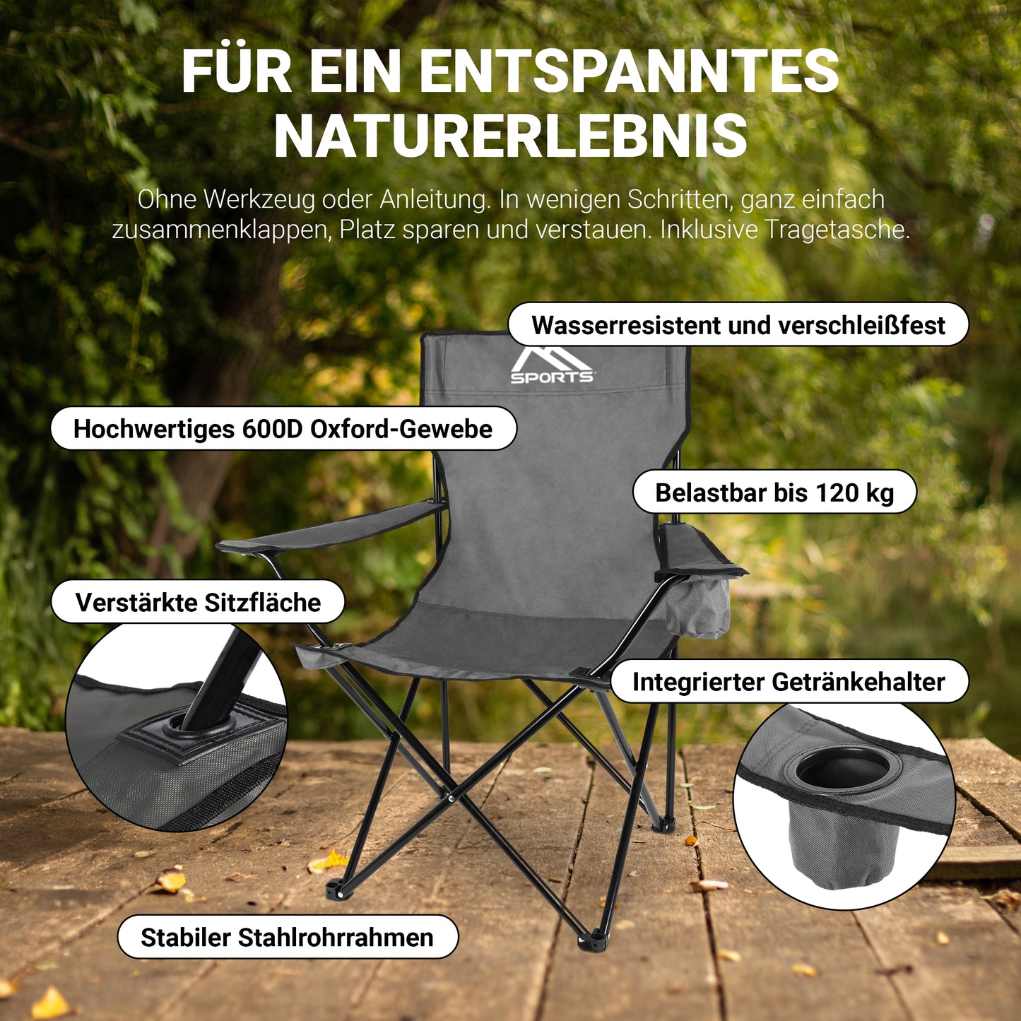 Camping-Set Grau Premium