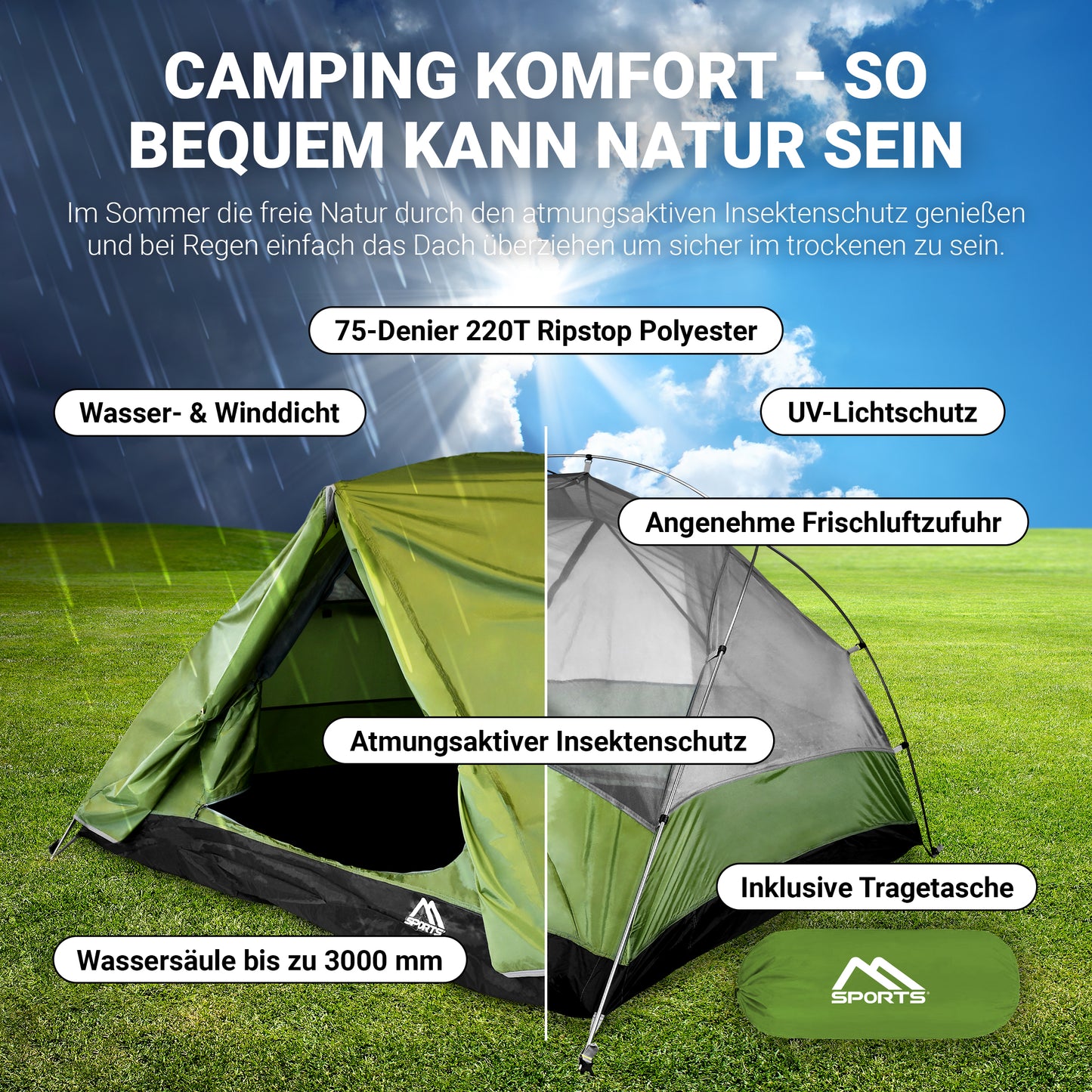 Camping-Set Grün Premium