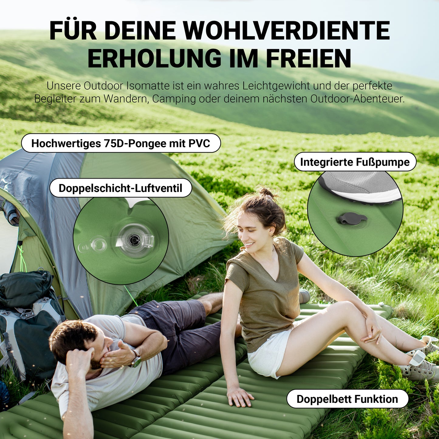 Camping-Set Grün Premium