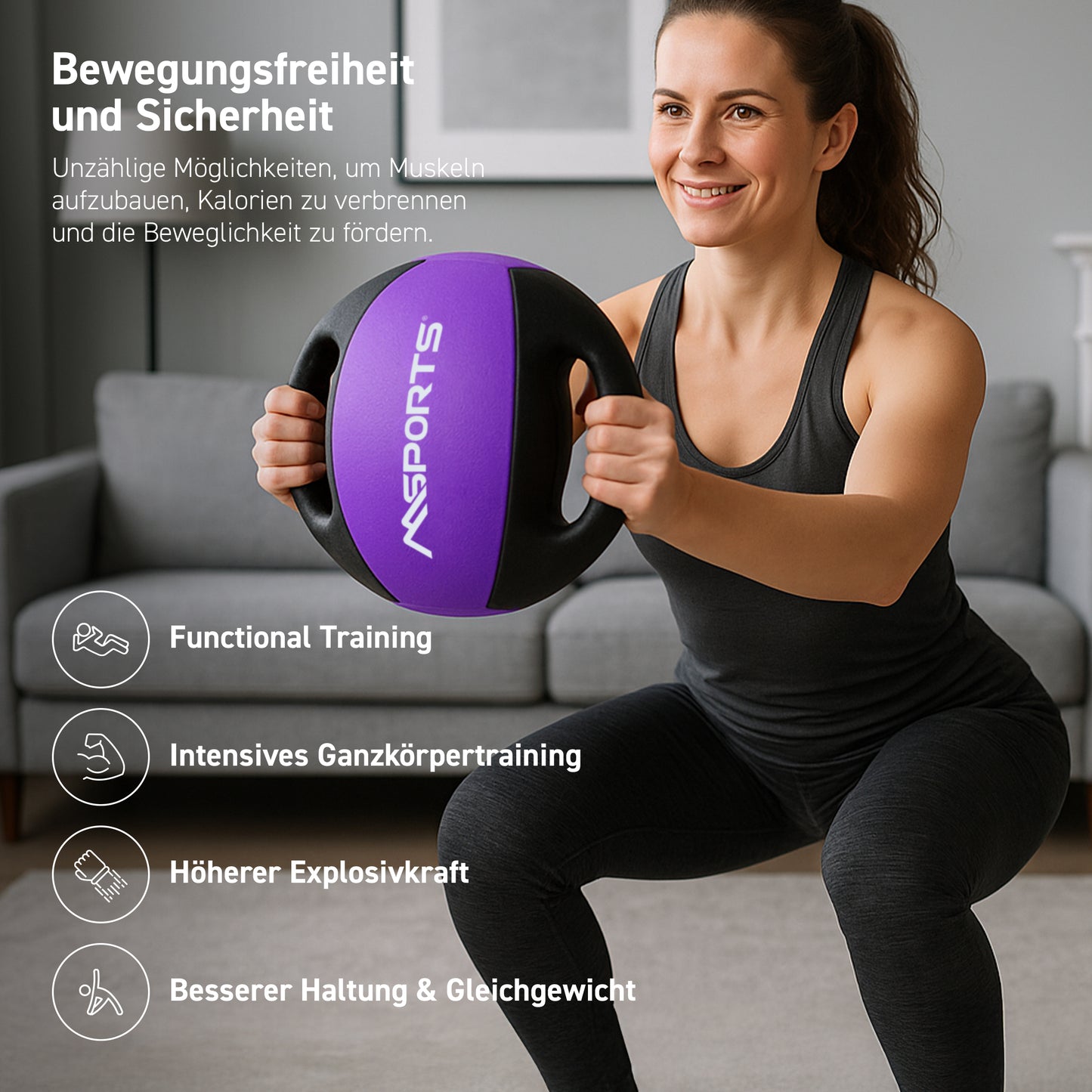 Medizinball mit Griffe