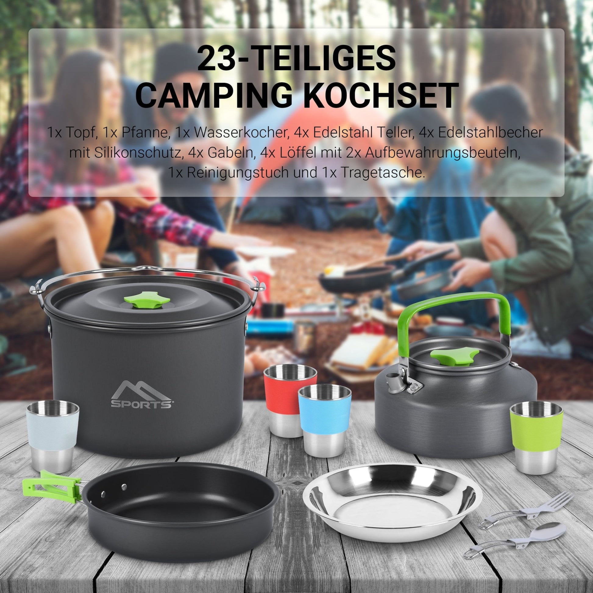 camping kochset edelstahl Camping Kochset 4 Personen
